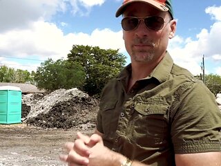 Outdoors video of a kinky guy walking around and talking about sex