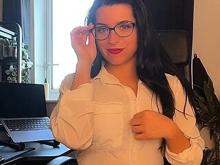 Hot brunette from fuck dildo masturbating on webcam