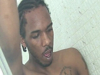 Ebony Ass Stretched Wide by Fist in Shower
