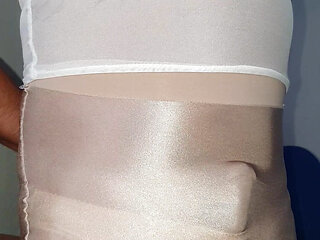 Liquid Satin Skirt and Nylon Briefs