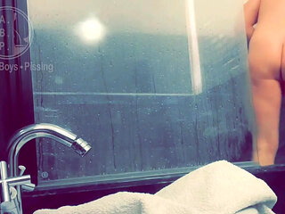 Pale White Skin Redhead Flatmate Caught Pissing in the Shower