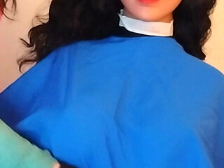 Lindsey haircutting cape modeling session busty sex doll
