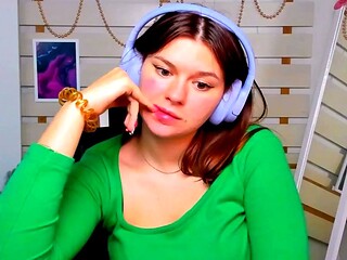 Cute curly brunette solo webcam masturbation