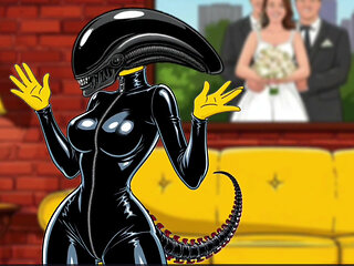 Halloween Special. ALIEN: Sinpsoms. Slut Wife in Monster Costume from Outer Space Gets Her Husband's Hard Cock in Her Wet Pussy