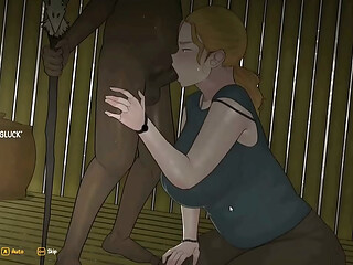 Hentai Game &ndash_ Arrival of the Goddess - Part 1 Hot Sexy Blonde Woman Perform Paizuri &amp_ Intense Blowjob for the Tribe Chief