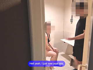 Gym Bathroom Surprise - She Got Caught with Ass Out & Took My Load