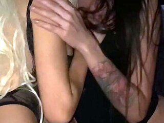Blonde and brunette lesbians licking and sucking pussy