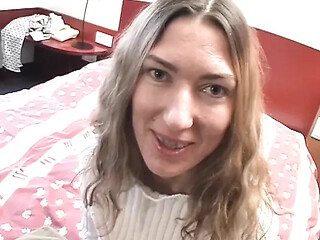 Naughty French Teen Sucks and Wanks Man's Cock with Her Feet
