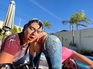 Wet Jeans, Ripped Denim &amp_ Messy Poolside Girl/Girl Chaos &mdash_ Part 2