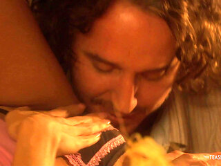 Housewife with blonde hair gets eaten out and fucked in the kitchen