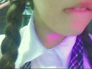 sex and hot student wearing uniform is caught touching herself and moaning during virtual class