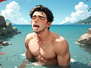 A Muscular Dude Likes an Ass-fuck Climax on the Beach, Covered in Enjoy Jam - the Best Gay XXX!