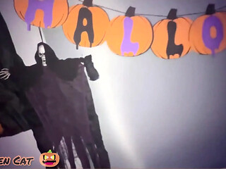 Horny couple engages in horny Halloween lovemaking