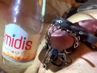 CBT Femboy BallBusting with a Glass Bottle
