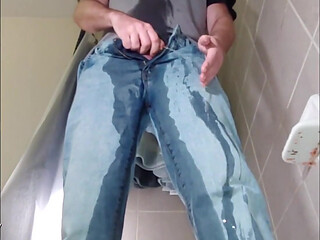 Wetting My Jeans, Playing with My Pee, and Cumming Hard