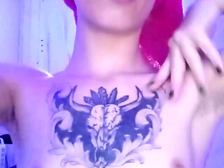 Skinny Girl Applying Oil to Her Body