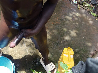 Outdoor Shower with My Heavy Big Black Dick