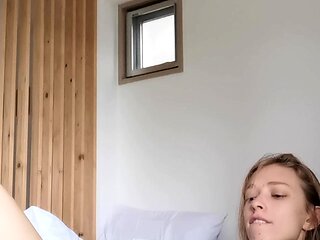 Lovely Amateur teen brunette masturbating outdoor