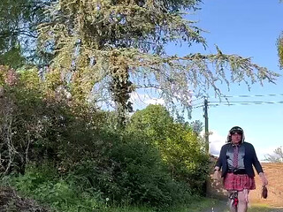 In a schoolgirl outfit for a party