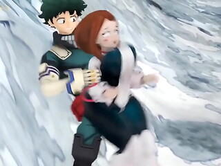 Ochako Uraraka rapid&iacute_n con midorilla