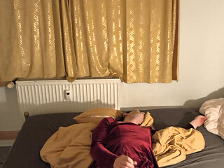 Masturbating and Comshot in Sexy Dress