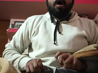 Slowly masterbating on bed during midnight time