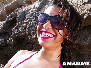 Carla Cruz, the busty and stacked brunette teen with a 19yo figure, enjoys