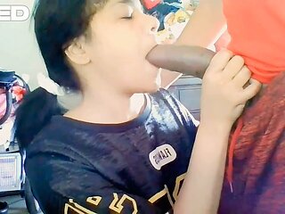 Sporty girl delivers mind-blowing deep throat blowjob with massive jizz shotgun