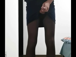sissy crossdresser jerked off in high heels and sexy dress