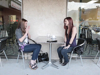 Lesbian horny sluts get kinky in the parking lot!