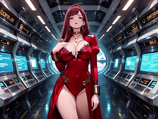 Red-haired Pilot Fantasy! From Sci-fi Cockpit to Private Bedroom, Red Uniform Meets Lazy Sleepwear