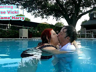 Nurse Vicki and Handsome Harry Are Having Fun Kissing in the Pool!
