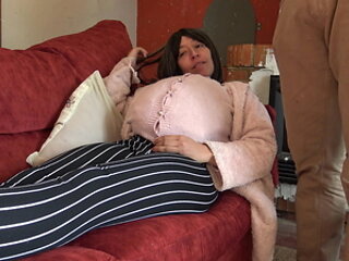 horny pregnant stepmother tells stepson to fuck and cum inside her hairy pussy