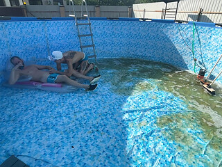 #395 Boss Fucks Guy at the Bottom of the Pool While Neighbors Watch Them