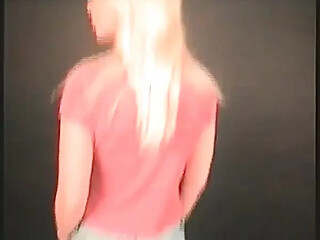 Beautiful Blonde GF strips for the camera and teases her tight wet pussy