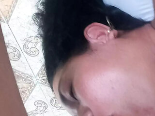 Beautiful deep throat sucking wife
