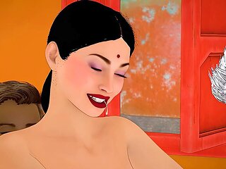 Chubby Indian bhabhi gets double teamed by her landlord and milkman in animated gangbang