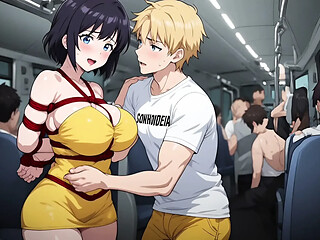 Sexy Short Haired Wife, Hentai Uncensored, Tied, Shibari, Bus, Anal Sex, Masturbation, BDSM
