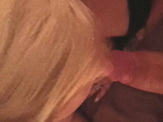 Getting a blowjob from horny blonde curvy milf