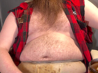 Jacking it through the fly of my cum briefs