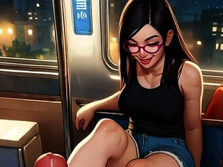 Hentai Girl Lin Gives You a Footjob on the Train
