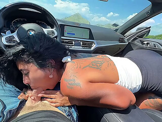 ROUGH OUTDOOR FUCK ON THE CAR IN MONTENEGRO- Sexy Brunette Latina Show Extreme Blowjob and Fuck Doggy Style in POV