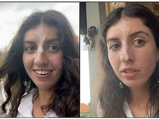 Katty West - Walking With Cum On Face In Cafe - Girl Eats Pizza And Swallows Cum - Cumwalk