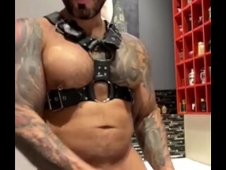 Big muscle latino guy squeezing his BBC so hard on bathroom VIKTOR ROM