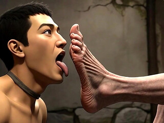 Male Slave Licking 90 Year Old Granny Wrinkled Feet - Horny Mistress