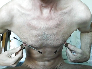 Extreme Nipple Clamping Stretching Causing Me to Squirt 4 Ruined Cumloads