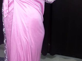 Pink satin nighty and tit bra panty Looking so sexy
