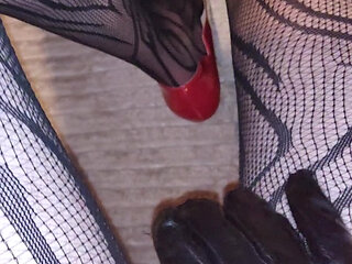 Teasing My Fishnet Stocking