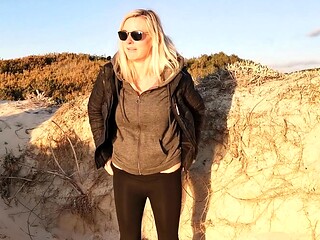 Blonde teen nudist Virginie at beach