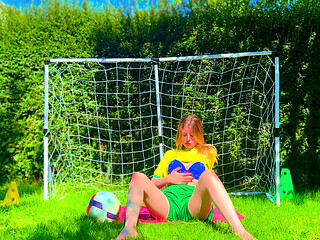 Brazilian Football Girl Jersey Tease to Lingerie Orgasm